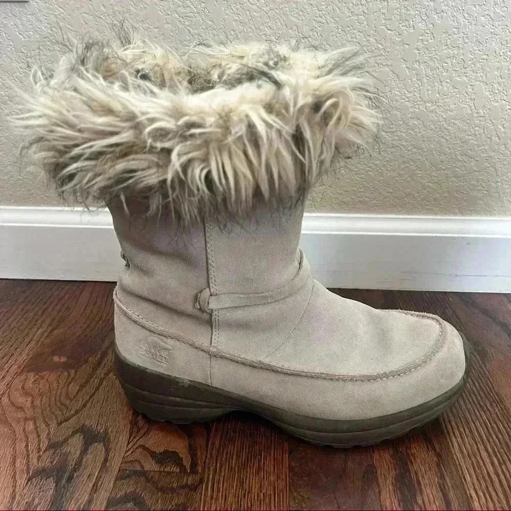 Sorel Northern Lite Tall Snow Boot Suede Faux Fur Tan NL1431-265 Zip Size 9